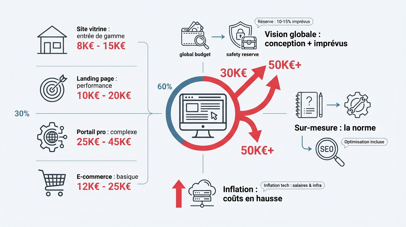 Graphique prévisionnel des budgets pour la création de site web en 2026
